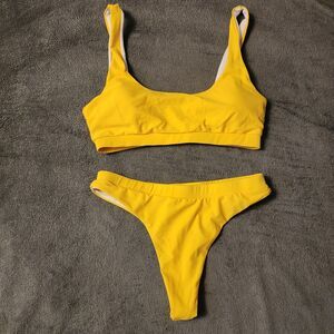 Two Piece Medium Yellow Bikini top and bottom womans